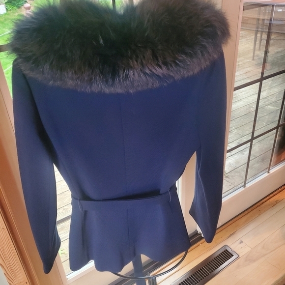 Vintage by gare' Navy Blue Lined Fur lined Wrap Sz. S Coat Jacket - Picture 3 of 12